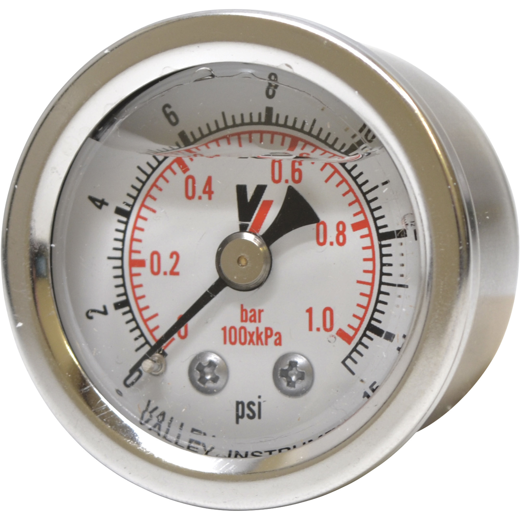 Valley Industries, 1.5in. Back Mt Gauge 15PSI, Case Material Stainless Steel, Min. Operating Pressure 0 PSI, Max. Operating Pressure 15 PSI, Model# 0240GXB15